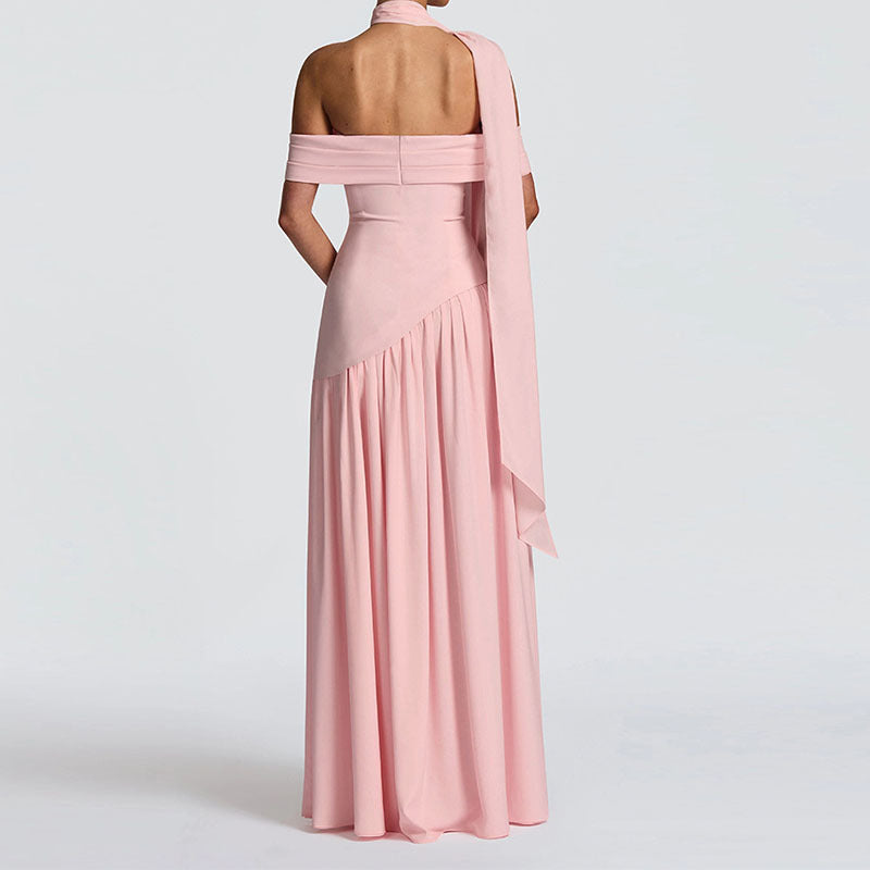 Off Shoulder Maxi Dress with High Slit – Elegant Evening Gown