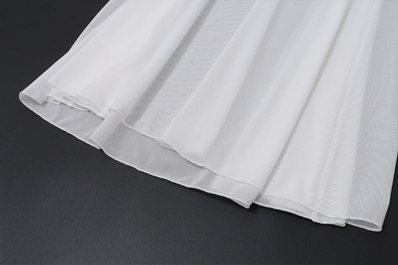 Elegant White Backless Maxi Dress with Deep V Neck