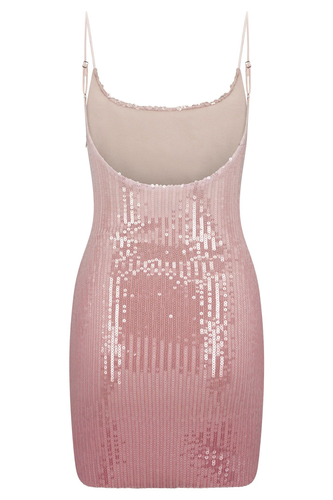 Pink Sequin Spaghetti Strap Mini Dress – Shiny Bodycon Party Dress