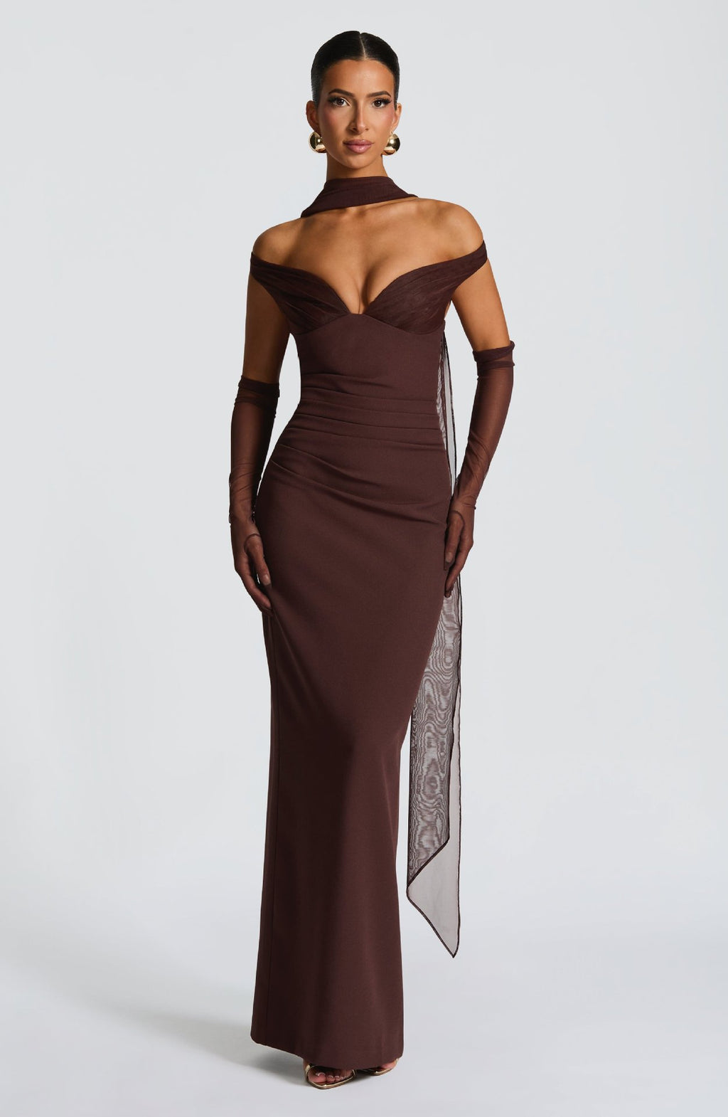 Elegant Off Shoulder Maxi Dress with Sweetheart Neckline